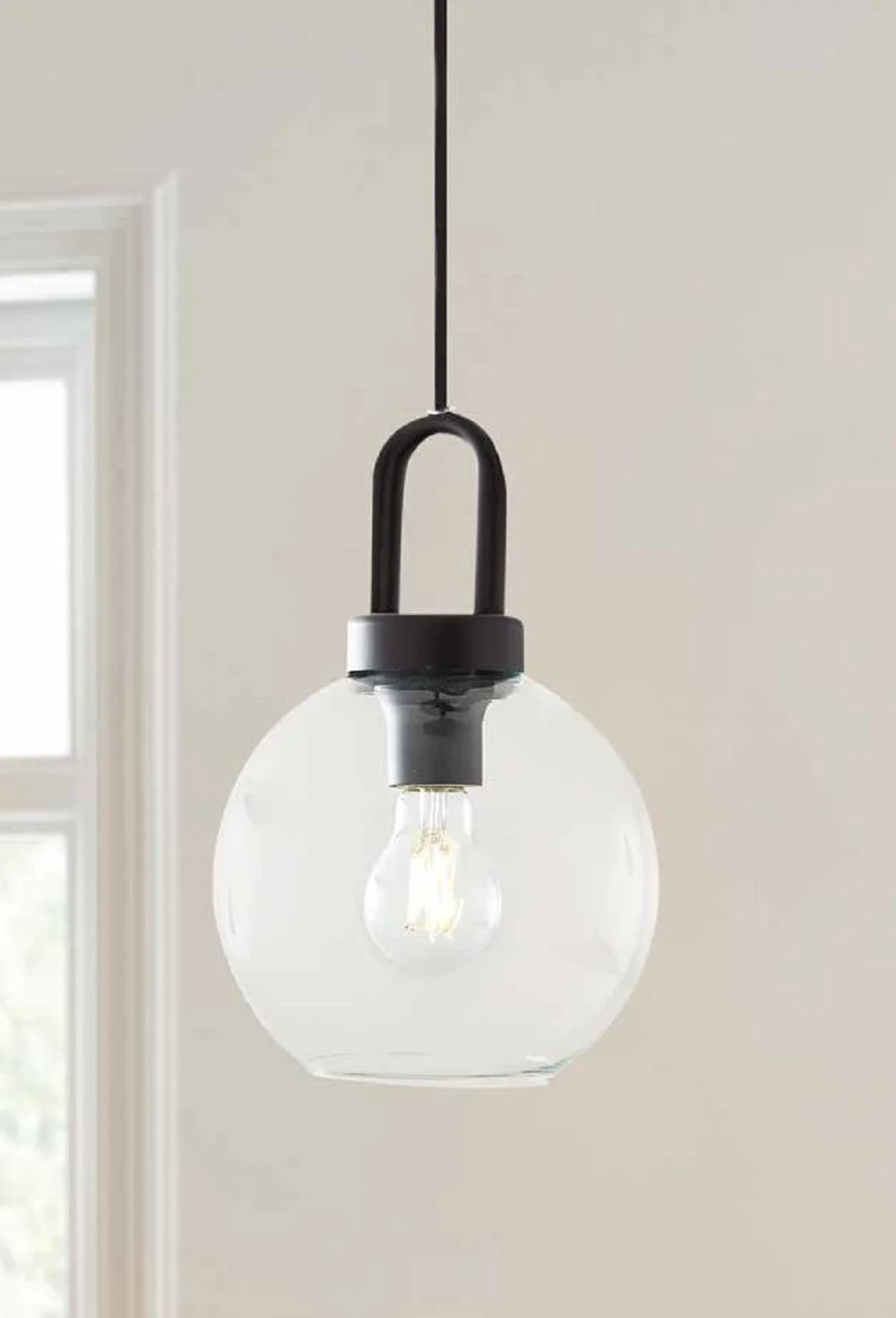 Better Homes &Gardens 59.06" Modern Clear Globe Pendant, 5W /40W Eqv Matte Black Finish, A19 Bulb... | Walmart (US)