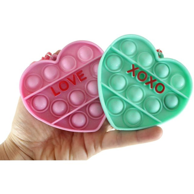 Set of 2 Conversation Heart Valentines Day Bubble Popper Fidget Toy - Fun Party Favor Toy - Heart... | Walmart (US)