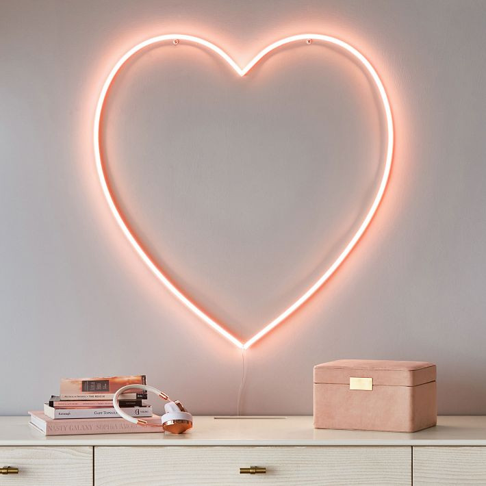 Blush Heart Neon LED Wall Light | Pottery Barn Teen