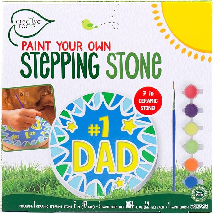 Creative Roots Paint Your Own #1 Dad Stepping Stone, Paintable Ceramic 7 in. Stone, Includes 6 Ac... | Amazon (US)