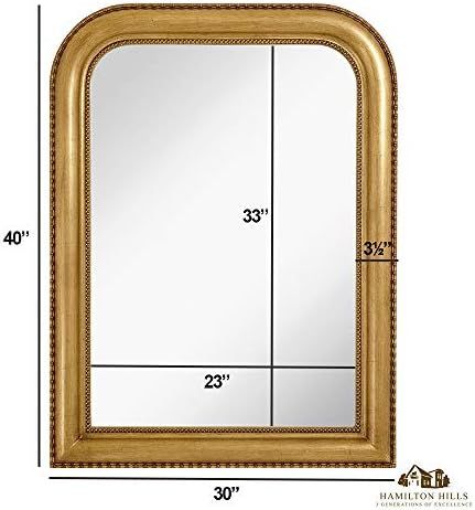 Hamilton Hills Thick Rounded Top Gold Rich Framed Wall Mirror 40" x 30" | Amazon (US)
