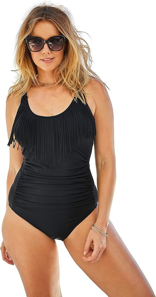 Swimsuits For All Women's Plus Size Fringe One-Piece Swimsuit | Amazon (US)