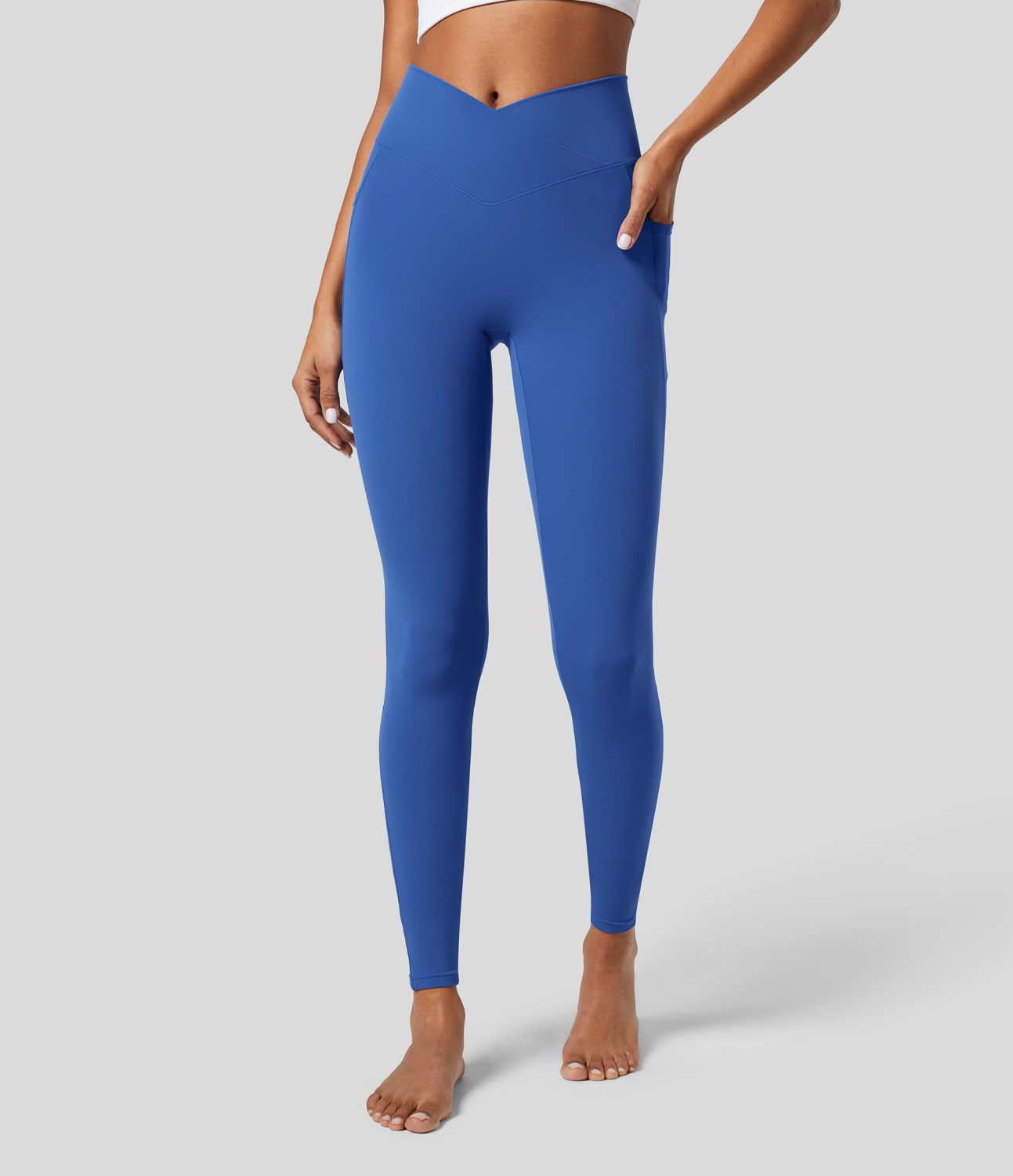 Softlyzero™ Crossover Pocket Plain Leggings | HALARA