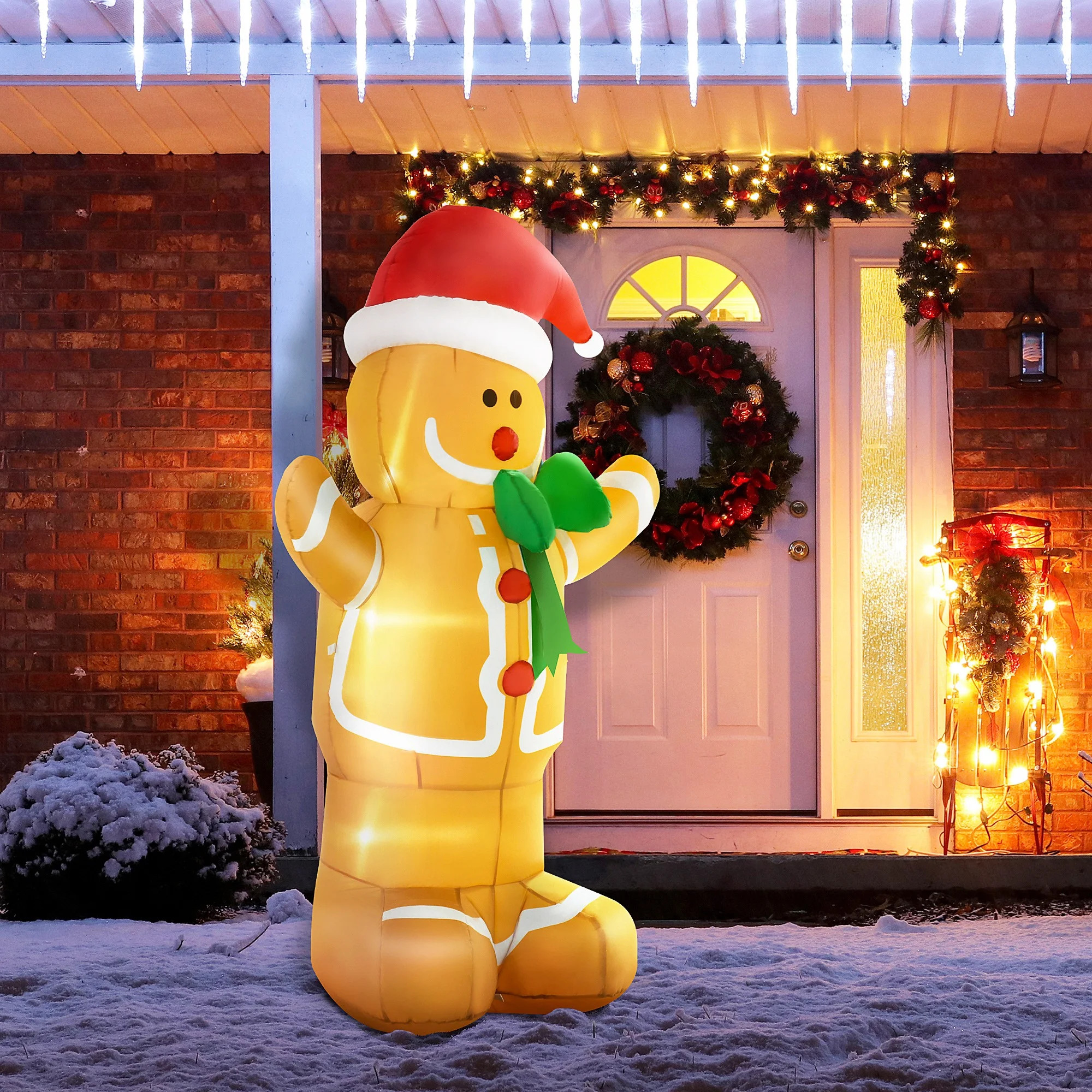 Homcom Christmas Inflatable Gingerbread Man with LED Lights for Indoor Outdoor | Walmart (US)
