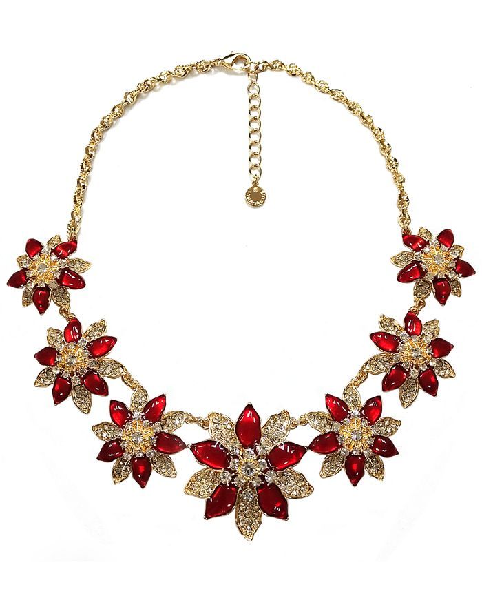 Charter Club Gold-Tone Crystal Poinsettia Statement Necklace, 17 | Macys (US)