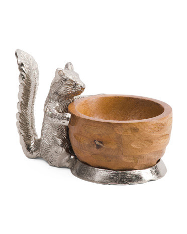 Metal And Wood Squirrel Bowl | Global Home | Marshalls | Marshalls