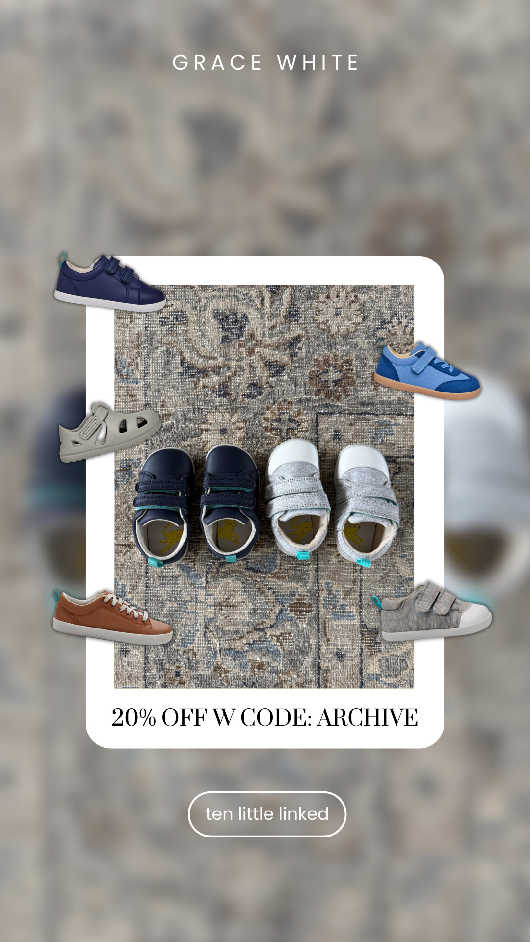 Get 20% off w code: ARCHIVE

ten little, walking shoes, baby walking shoes, first steps, discount code, ten little discount code, baby shoes, boy mom, grace white 

 #LTKSaleAlert #LTKBaby #LTKKids