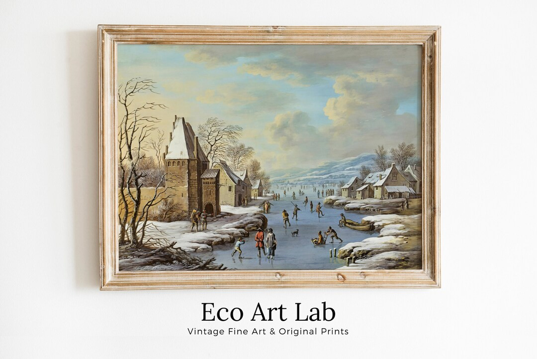 Winter View in Village Vintage Painting Print. Antique PRINTABLE Painting. Instant Download. Wint... | Etsy (US)