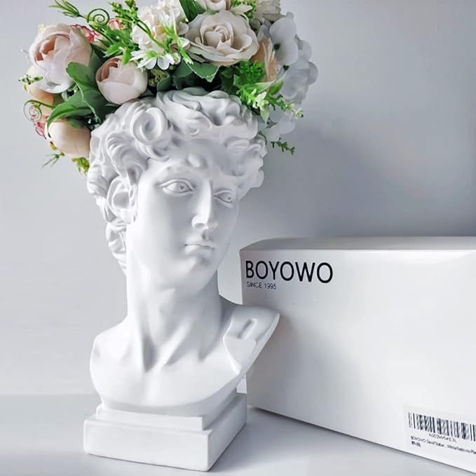 BOYOWO David Statue Greek Wedding Bust Face Vase Head Art Deco Cute Room Decor Aesthetic Vintage ... | Amazon (US)
