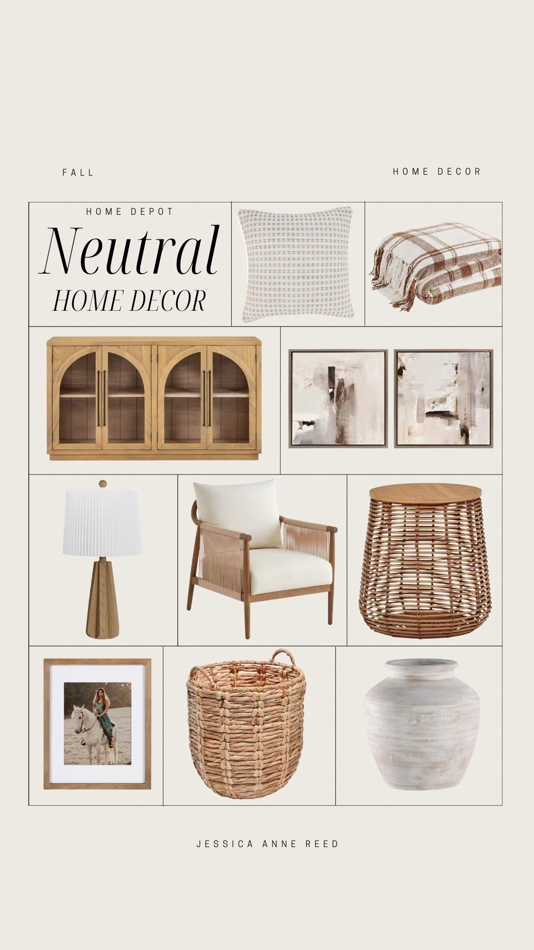 Neutral home finds from Home Depot include throw pillow, blanket, buffet, wall art, table lamp, accent chair, side table, vase, basket, and frames.

Home decor, neutral home decor, neutral home accents



#LTKFindsUnder50 #LTKHome