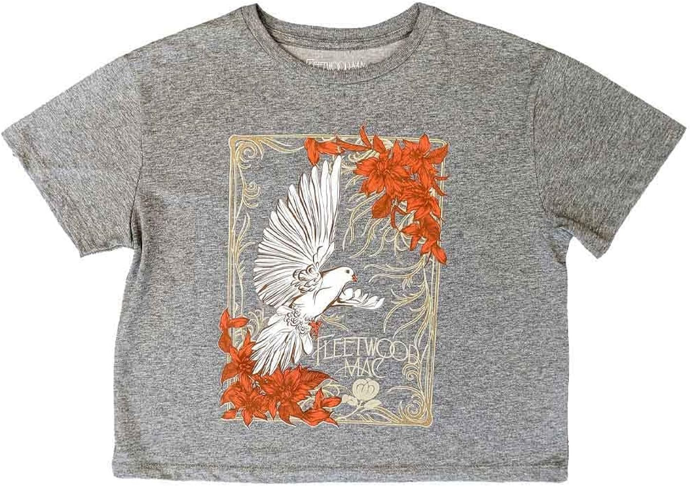 Fleetwood Mac Crop Top T Shirt Dove Band Logo Official Womens Grey | Amazon (US)