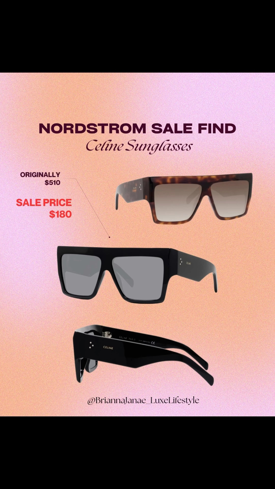 Luxury accessories on sale 🤍
I Found an amazing designer deal on women’s Celine sunglasses at Nordstrom Rack! Available in Black & Brown!! 

Linking this deal while they’re still available!

#fashionaccessories #luxuryforless #LTKSale #nordstromsale #designersunglasses #sale #luxurysale #designersale #sunglasseslover #accessories #designeraccessories #luxuryfinds

#LTKSaleAlert #LTKootd #LTKTravel