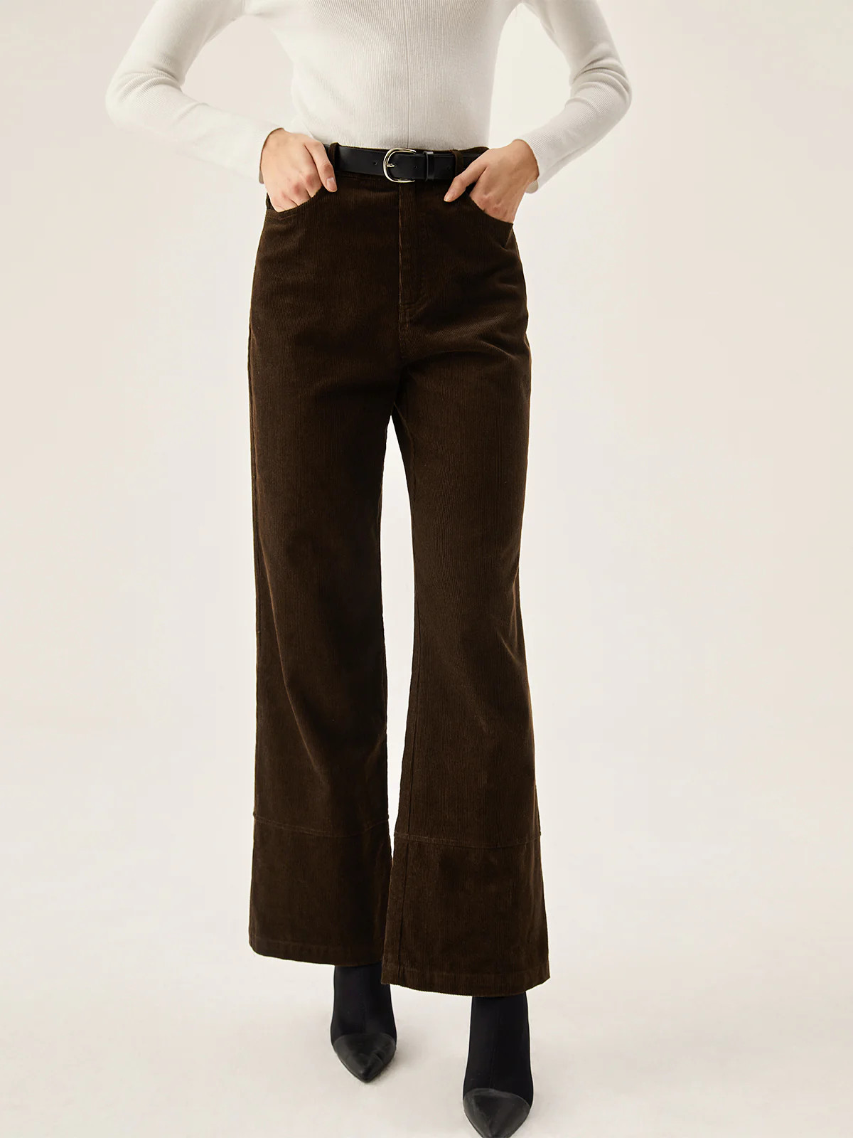 Corduroy Wide Leg Pocket Pants | Commense