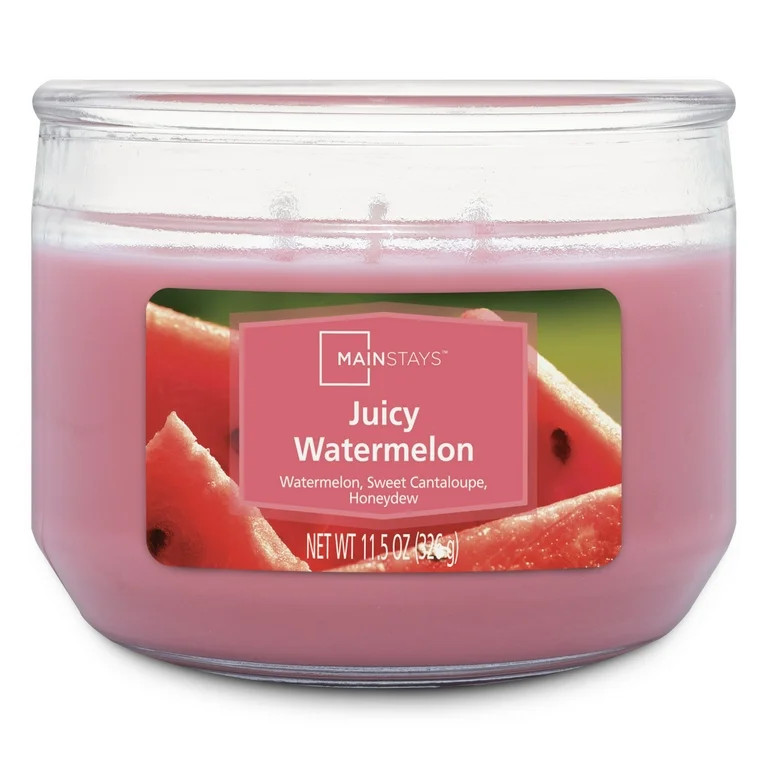Mainstays Juicy Watermelon Scented 3-Wick Glass Jar Candle, 11.5 oz | Walmart (US)