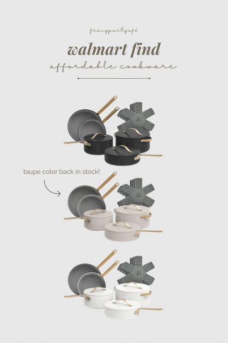 Affordable cookware on sale! Available in 6 colors, the taupe is finally back in stock! One $119 for a 12pc set.

#LTKHome #LTKSaleAlert
