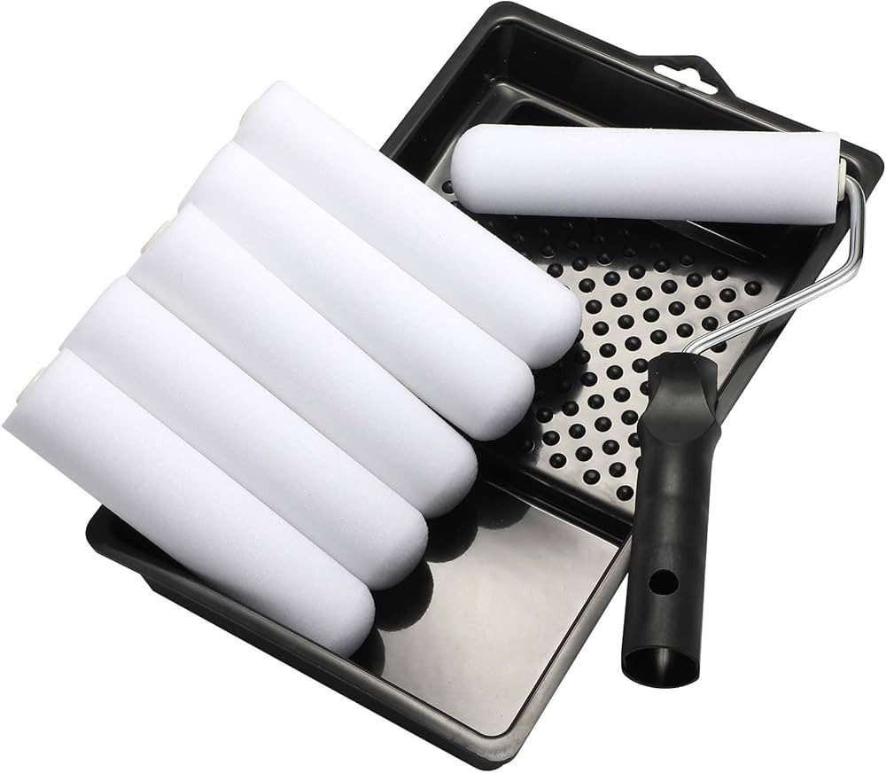 Foam Paint Roller Set with 6-Inch High-Density Foam Mini Roller Cover Refills, Roller Frame and T... | Amazon (US)