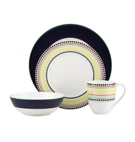 kate spade new york Hopscotch 4-piece Place Setting, Navy | Amazon (US)