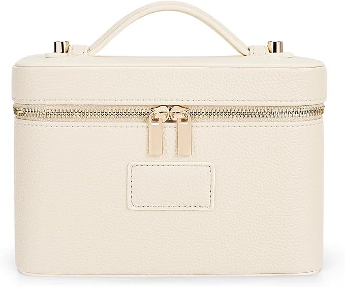 Makeup Bag Vanity Case for Women Leather Cosmetic Bag Travel Toiletry Bags Portable Makeup Organi... | Amazon (US)