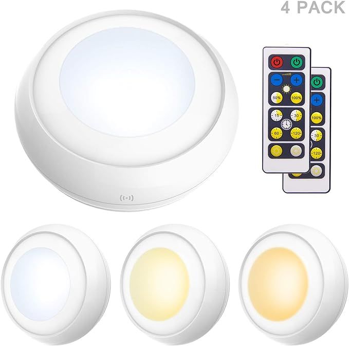LUXSWAY Battery Powered Push Lights, Wireless Puck Lights, Dimmable Under Cabinet Lights with Nat... | Amazon (US)
