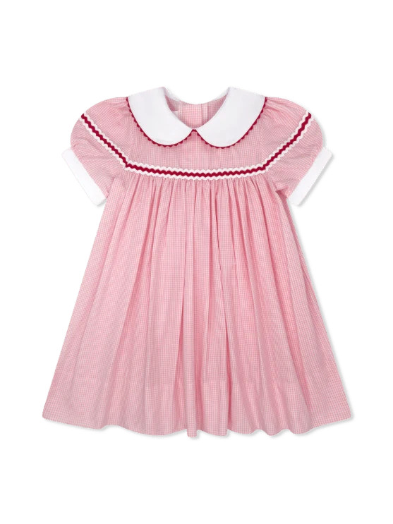 Kendall Dress - Classic Pink Minigingham, Ric Rac (FL26) | Lullaby Set