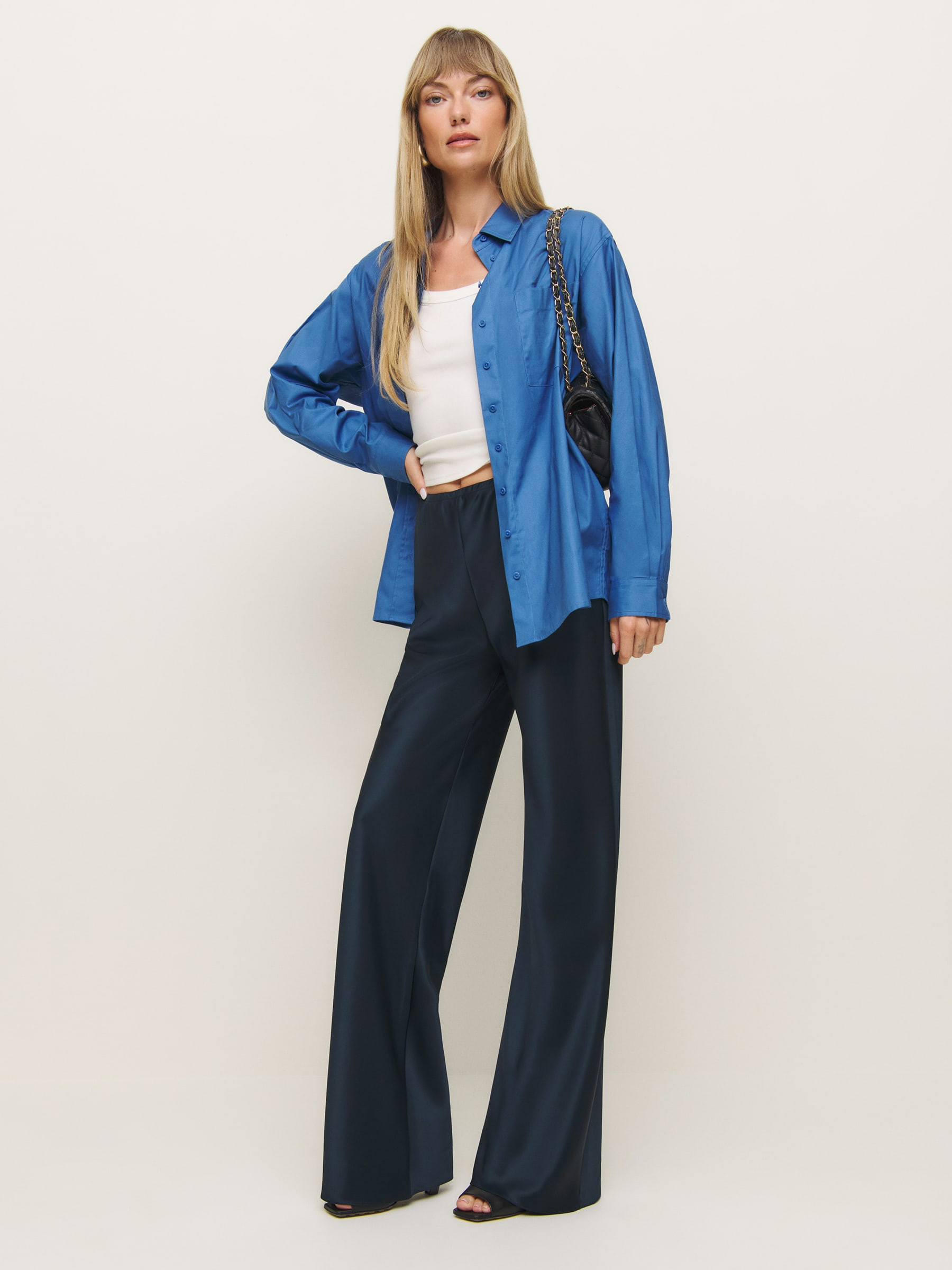Gale Satin Mid Rise Bias Pant | Reformation (Global)