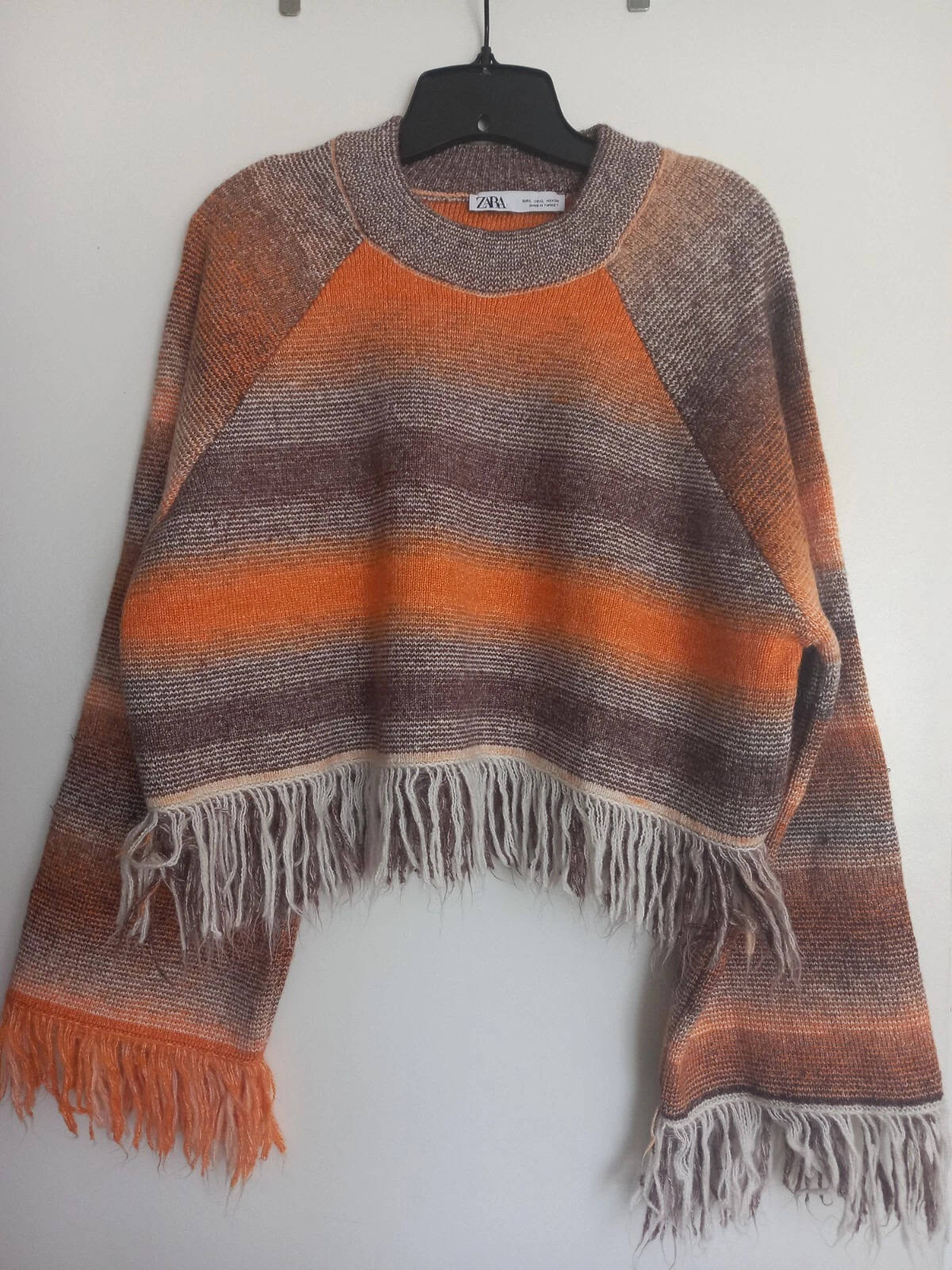 Zara Fringe Jumper Orange Browm Size L | eBay US