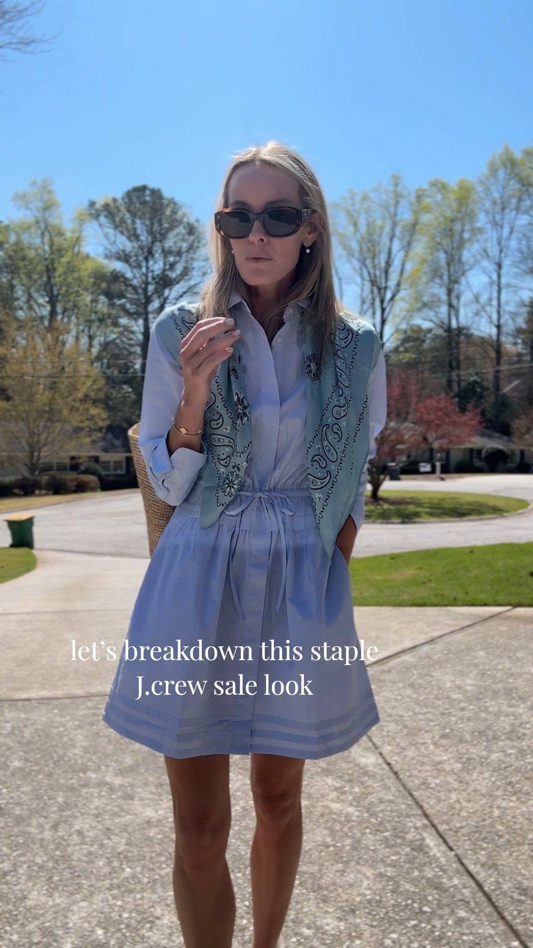 Size 2/XS dress and the cute bandana scarf! Love this look. @jcrew #ad #injcrew