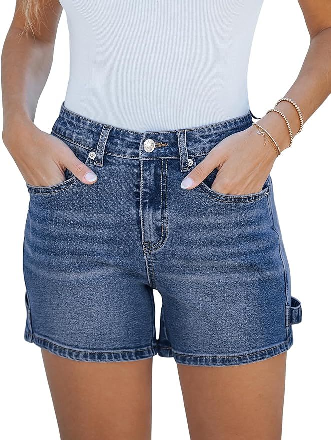 luvamia Jean Shorts for Women Trendy High Waisted Denim Shorts Carpenter Stretchy Summer Casual M... | Amazon (US)