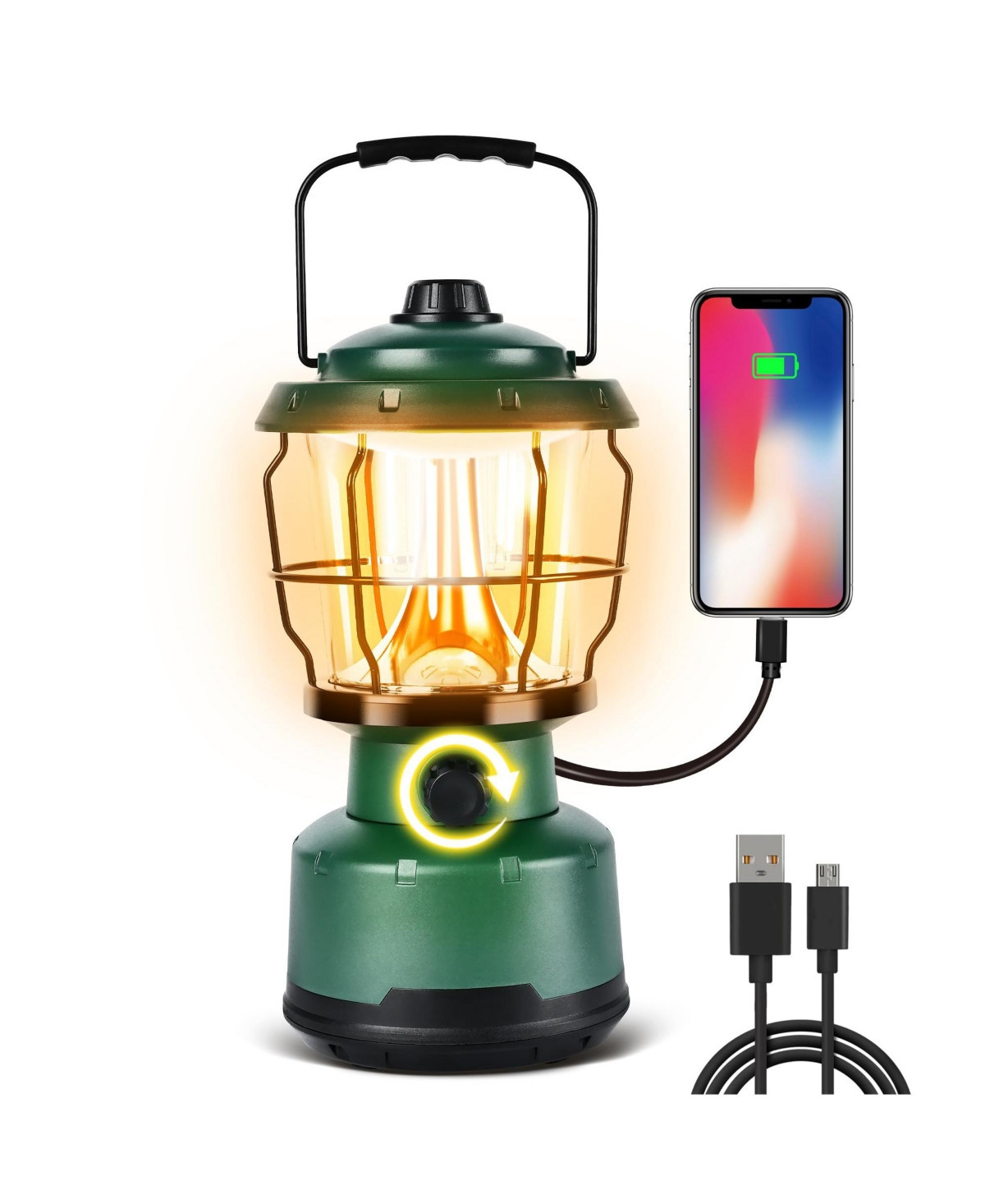 Gnuadz Vintage Led Camping Lantern Rechargeable Emergency Light 6000mAh Camping Outdoor Recreation Gear - Forest green | Macy's
