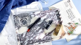 Real Luxurious Natural Marble Vanity Tray Genuine Marble/Stone Storage Tray for Home Decor Bathro... | Amazon (US)