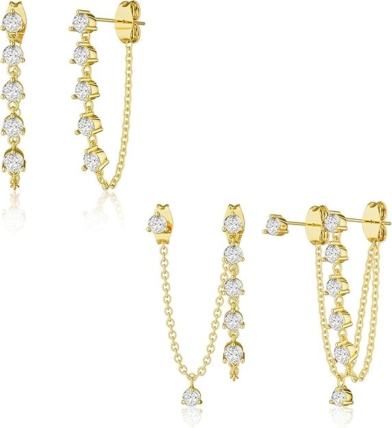 Gold Hoop Earrings for Women - Chunky Earrings 14K Gold Plated Earrings Trendy Hoops Small Thick ... | Amazon (US)