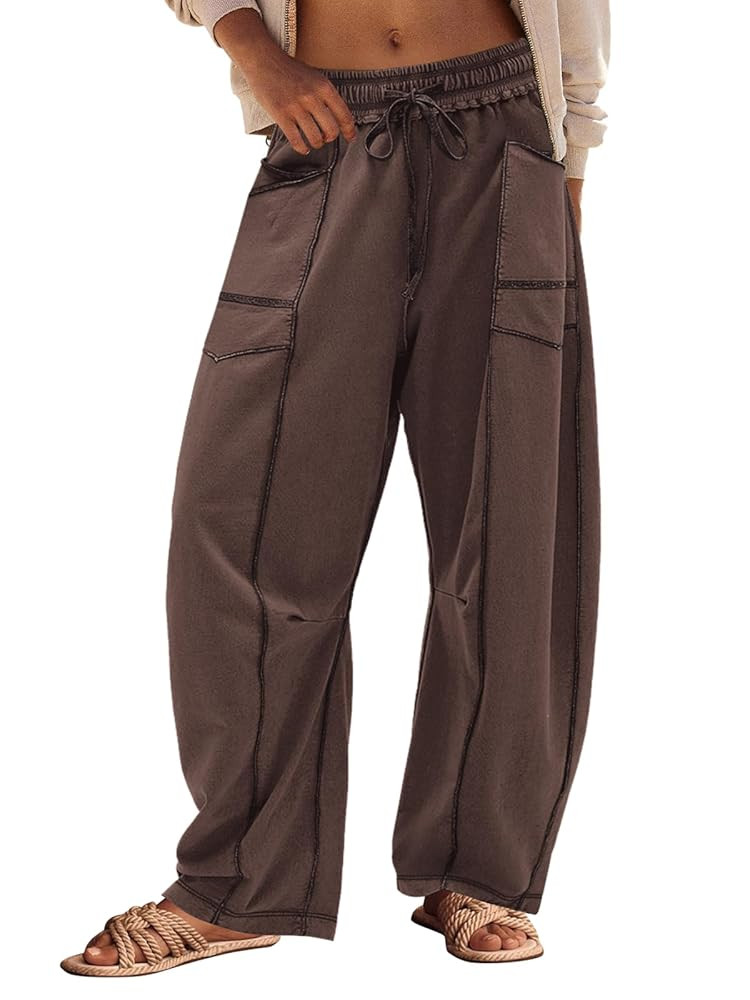 Panadila Womens Barrel Pants Drawstring Wide Leg Sweatpants Baggy Summer Lounge Pants Casual Beac... | Amazon (US)