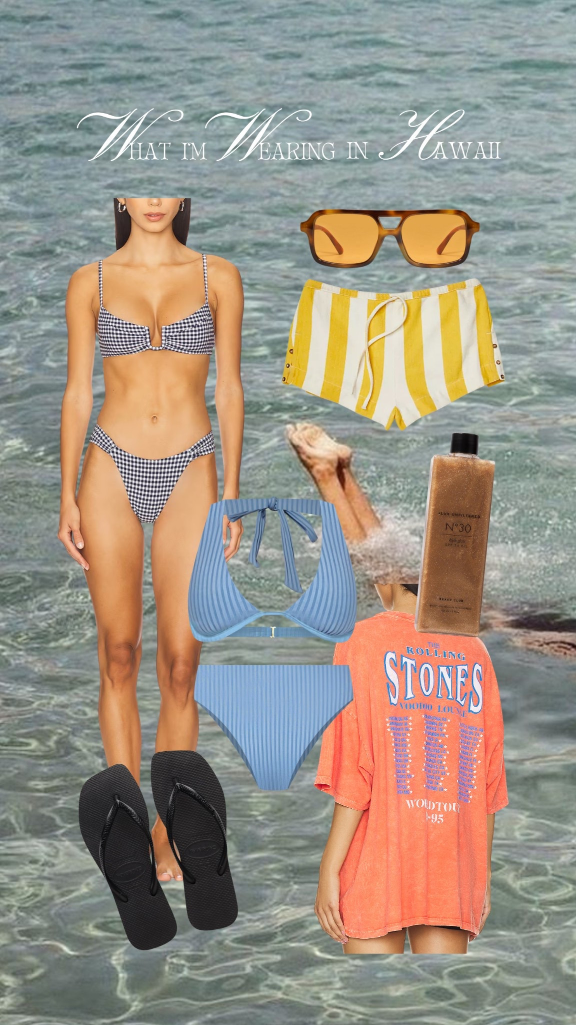 Hawaii style 🧚🏼‍♀️🌺 Size L in all swim tops and bottoms! Size XL in shorts I sized up for a super loose slouchy low rise fit and I cuff the top. Havianna sandals true to size! Tanning oil is non greasy spf 30. Cropped my tee! 


#LTKBeauty #LTKSwim #LTKTravel