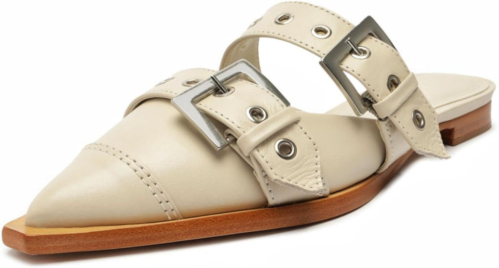 KaroNairy Women's Wide Buckle Ballet Flats, Pointy Toe & Square Toe Mary Jane Flats Slingback Com... | Amazon (US)