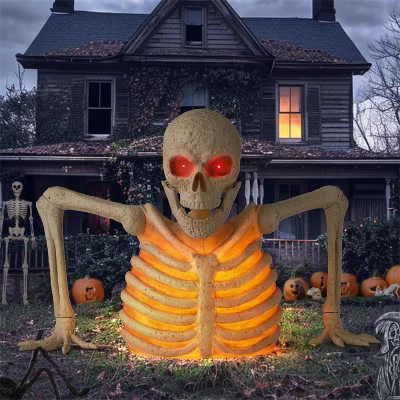 Joyfy 64'' Halloween Outdoor Decoration, Light Up Giant Skeleton Groundbreaker with Infrared Sens... | Target