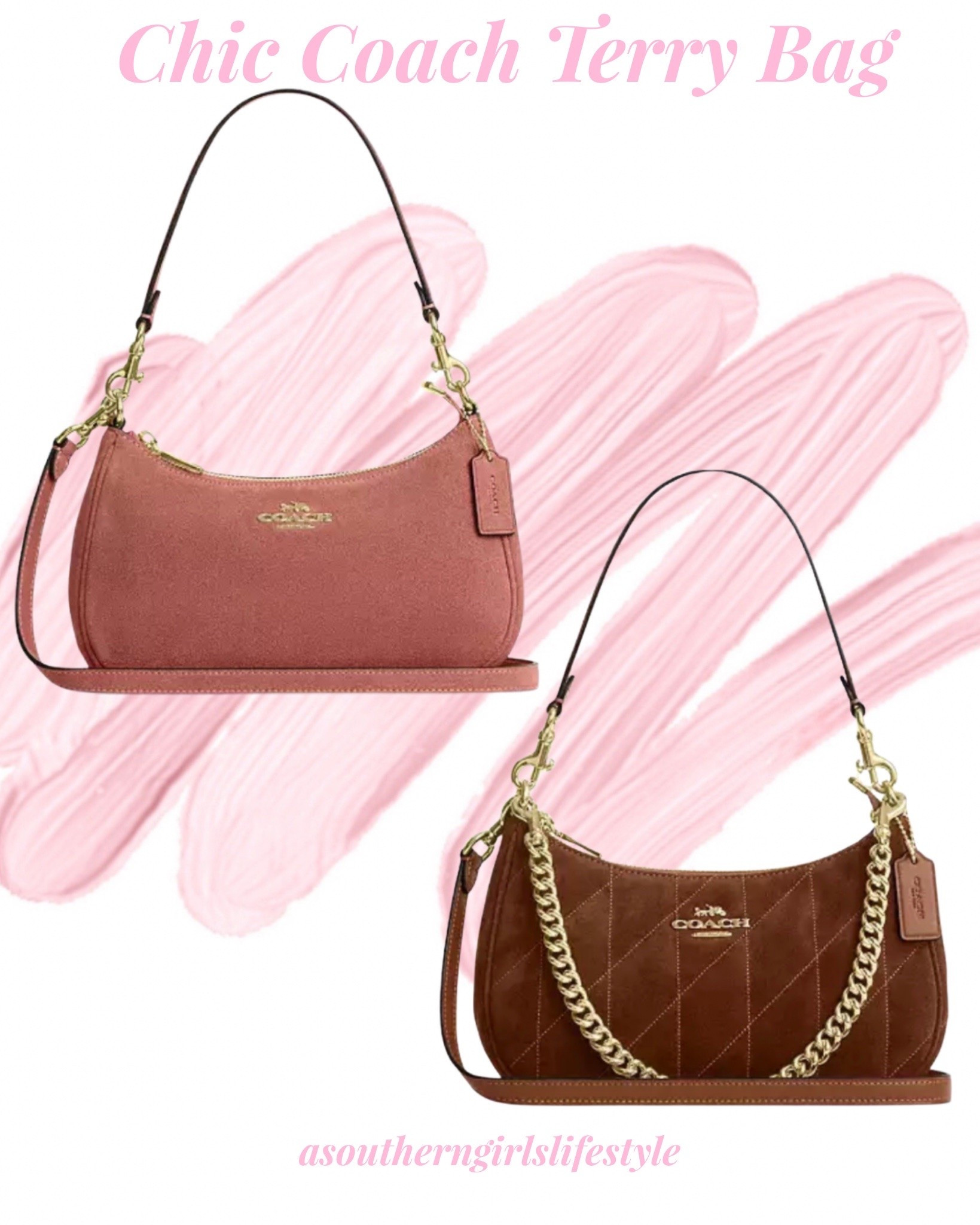Chic & Classic Coach Teri Bag - great transition into Fall & full on Fall bag! Can be carried as a shoulder bag or crossbody! 

👛Gold/Blush Pink Suede & Leather
👜Gold/Warm Brown Quilting - the gold chain! 

Fall Purse. Fall Accessory. Fall Accessories. Fall Outfits Women.

#LTKSeasonal #LTKgrwm #LTKPetite