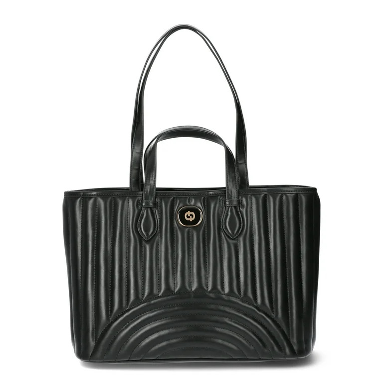 Time and Tru Women's Chloe Tote Bag, Black Quilted | Walmart (US)