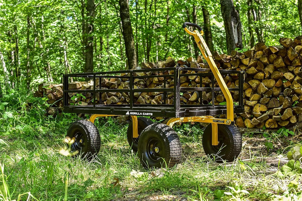 Gorilla Carts GOR1400-COM Steel Utility Garden Cart, Heavy-Duty Convertible 2-in-1 Handle and Rem... | Amazon (US)