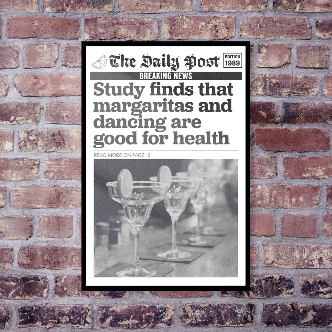 Margaritas and Dancing Are Good Health, Digital Download, Print, Studys Find, Newspaper Theme, Br... | Etsy (US)