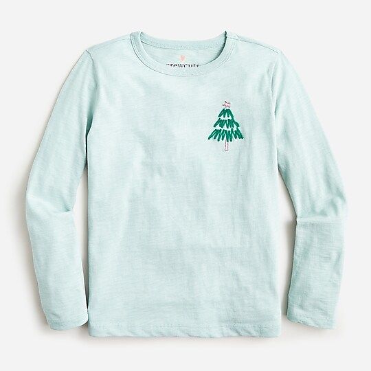 Girls' embroidered tree graphic T-shirt | J.Crew US