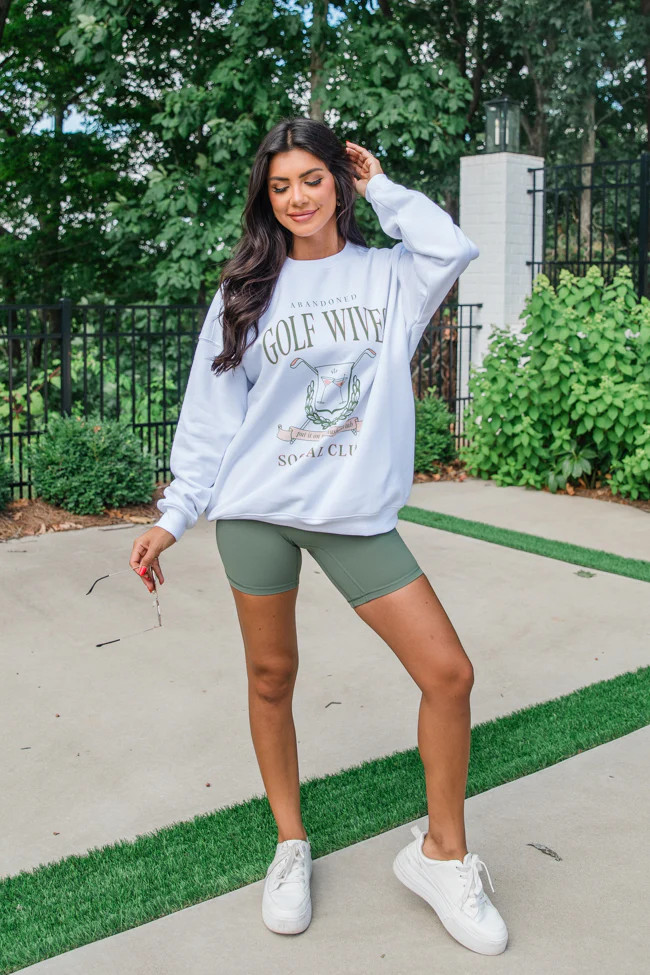 Abandoned Golf Wives White Oversized Graphic Sweatshirt | Pink Lily