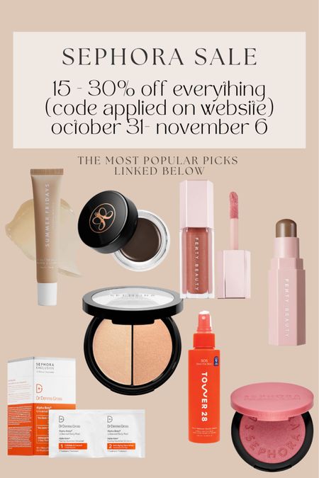 Sephora sale (15-30% off everything) ends 11/6! Best sellers are below.

Sephora sale, holiday makeup, hair products, makeup products, skincare products, Fenty, summer Fridays, lip balm, lip gloss, dr Dennis gross, blush, highlighter, contour 

#LTKHolidaySale #LTKbeauty #LTKGiftGuide