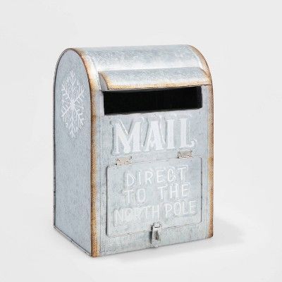 Galvanized Mailbox Christmas Decorative Figurine Silver Large - Wondershop™ | Target