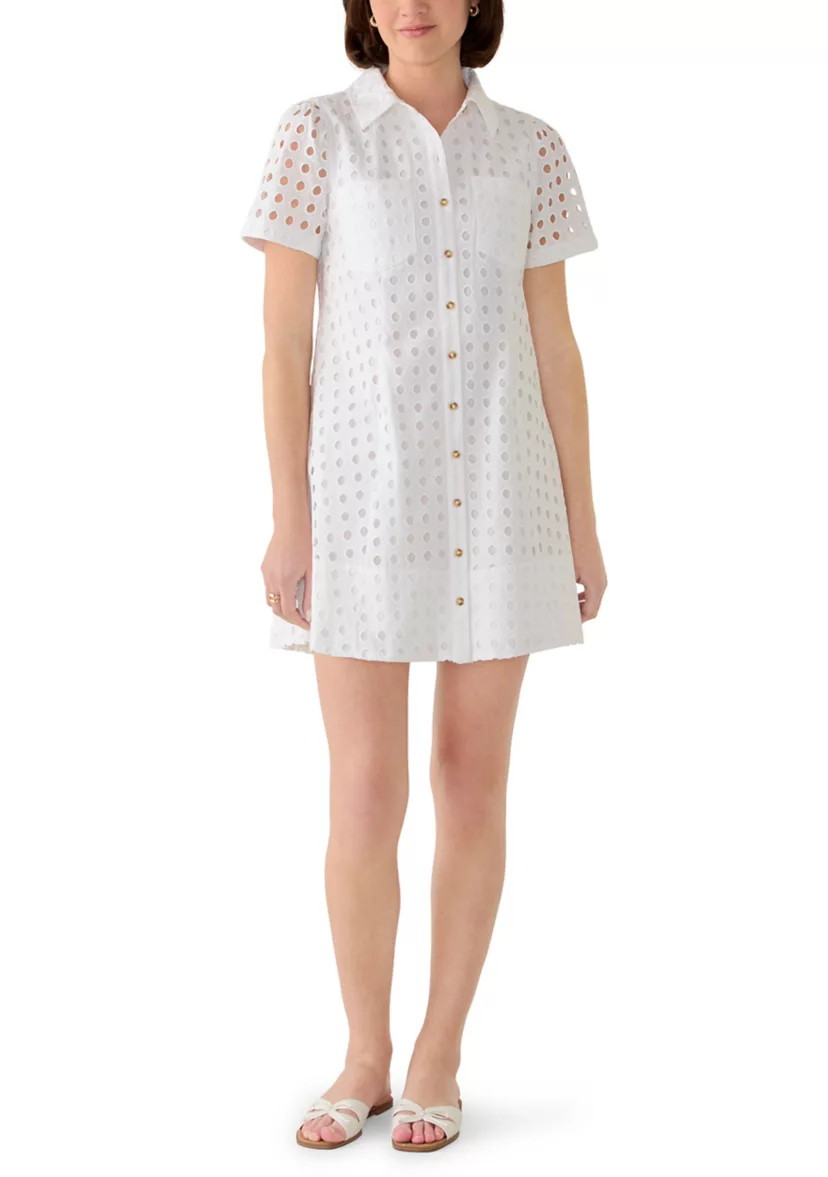 Women's Eyelet Square Neck A-Line Dress | Belk