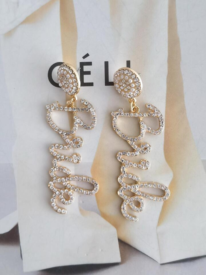 Rhinestone Letter Decor Drop Earrings | SHEIN