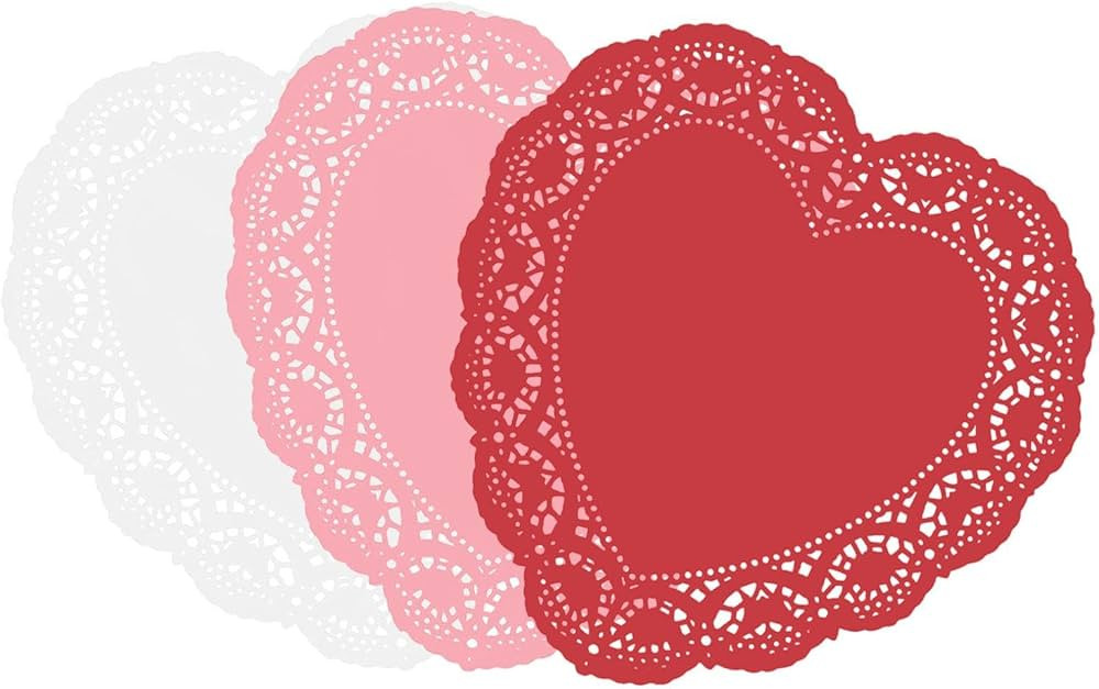 Heart Shaped Doilies - 100Pcs Heart Shape Paper Doilies 10 Inch,Lace Paper, Paper Doilies for Cra... | Amazon (US)