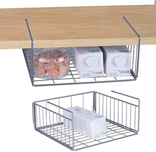 Stainless Steel 2-Pack Under Cabinet Shelf Basket Organizer, Metal Wire Rack Hanging Storage Bask... | Amazon (US)