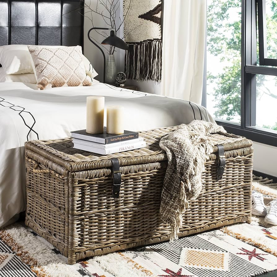 happimess HPM9000C Caden 46" Wicker Storage Trunk, Collapsible for flat storage, Rattan-Kubusoft ... | Amazon (US)