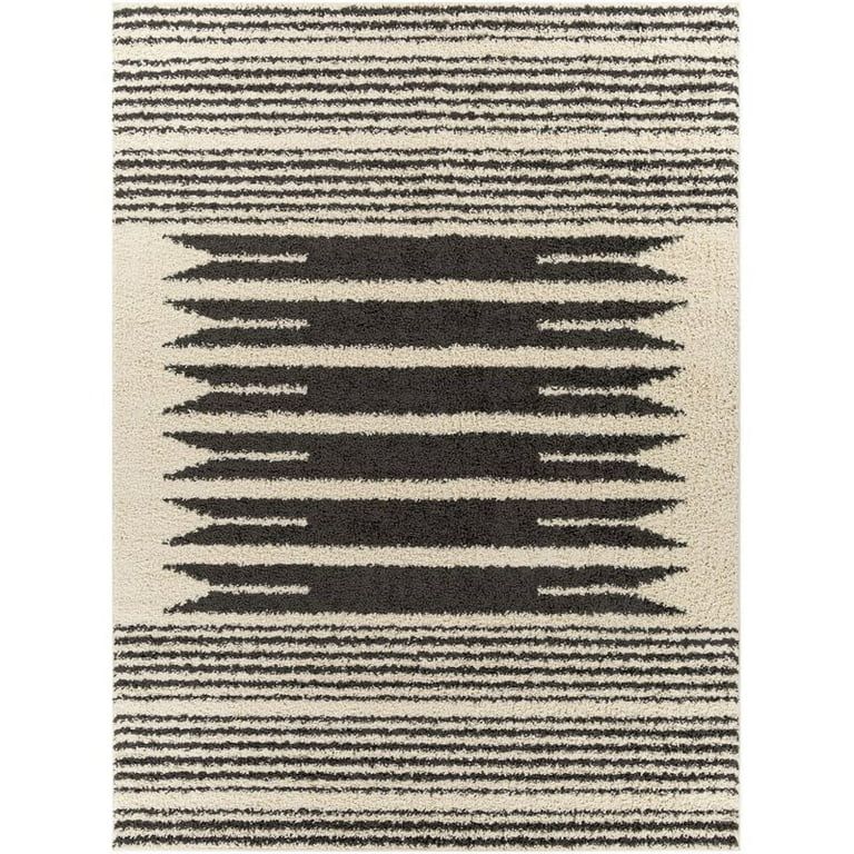 Surya Beni shag BSH-2322 94 x 120" Rectangle Fabric Rug in Black and Cream - Walmart.com | Walmart (US)