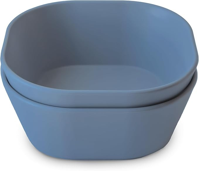 mushie Square Dinnerware Bowls for Kids | Made in Denmark, Set of 2 (Twilight Blue) | Amazon (US)